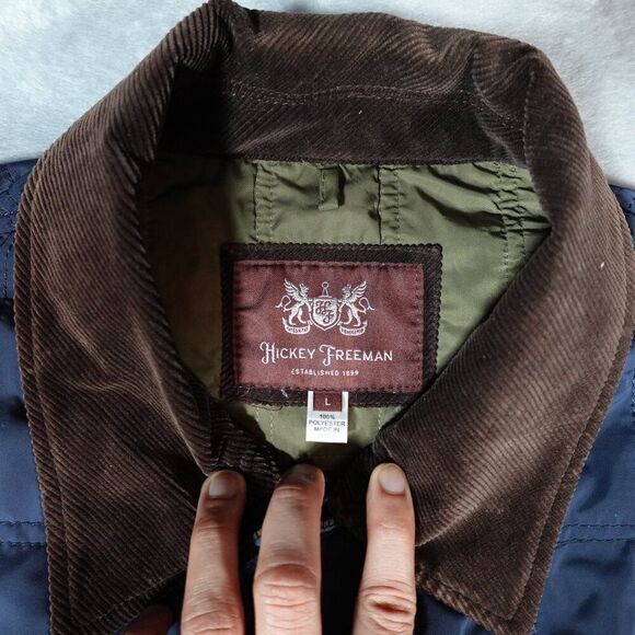 Hickey Freeman Quilted Corduroy Collar Chore Coat Jacket Mens L Preppy Blue - Picture 4 of 14